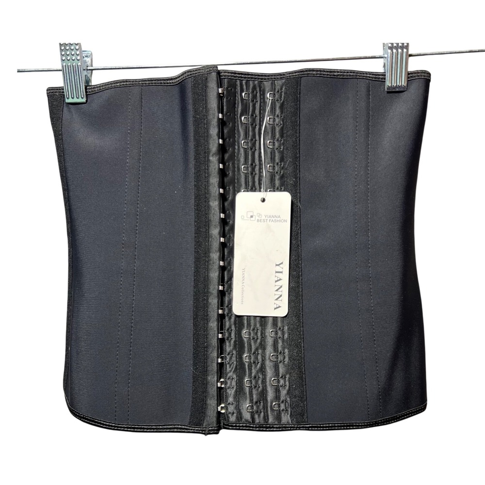 YIANNA Black Latex Waist Trainer Underbust Corset Cincher XS NWT